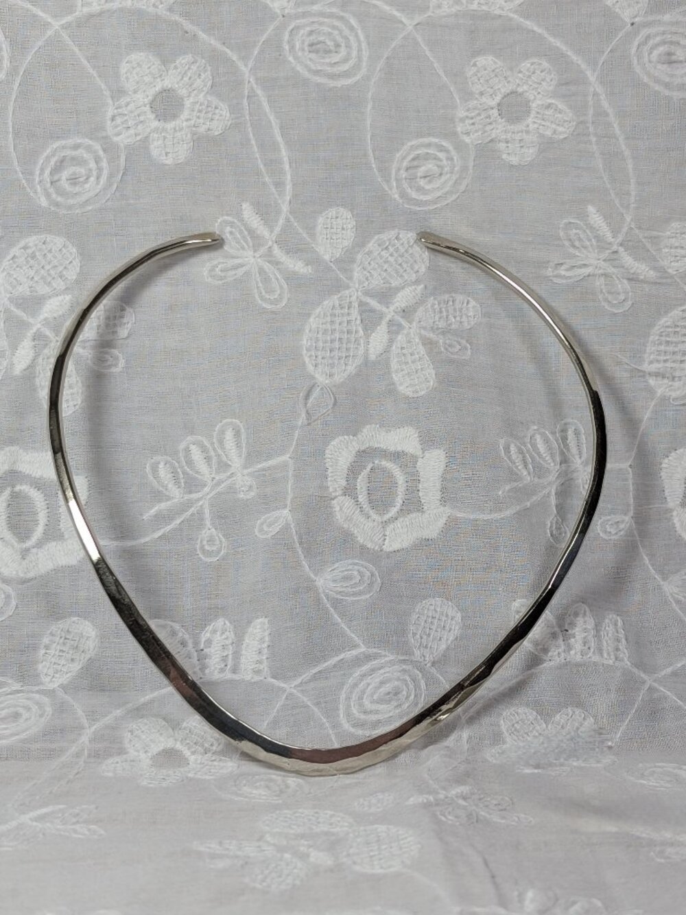 Vintage (80’s) Handmade Hammered Sterling Silver Torque Collar Choker